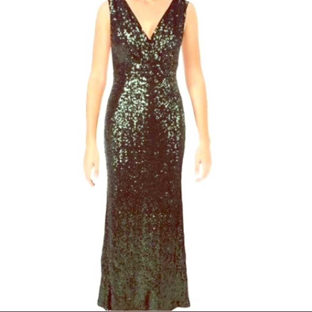 Badgley Mischka Belle green sequin ball gown sz 2